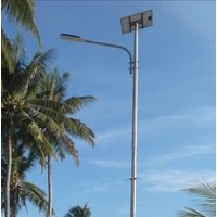 Solar street Light pole height 7 meters Octa Single Arm Galvanish