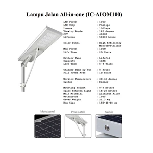 Lampu Tenaga Surya All in One merk ICOM Aiom 100watt
