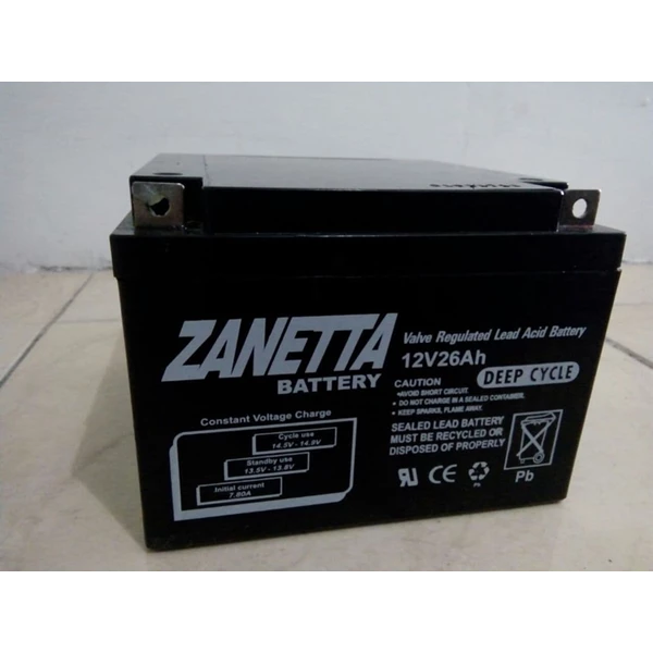Battery Vrla Gel Deepcycle Merk Zanetta 12 V 26 AH 
