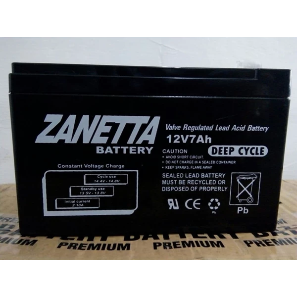 Accu / Battery Vrla Deepcycle Gel Zanetta 12v 7.2 AH for UPS and Solar Cell