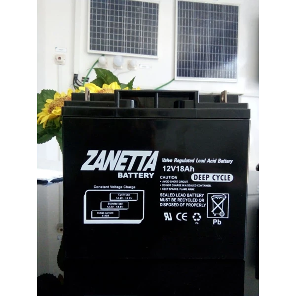 Baterai Solar Panel VRLA Deepcycle Gel Zanetta 12v 18ah untuk UPS dan solar panel