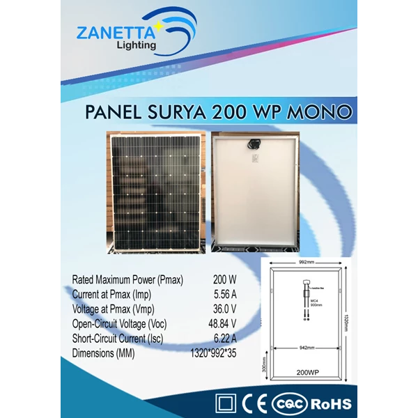 Solar Cell / Light Solar 200wp Mono merk Zanetta