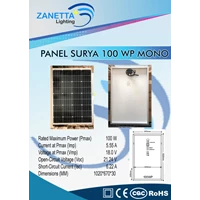 Solar Panel / Solar Cell / Tenaga Surya 100wp Monocrystalline Merk Zanetta 