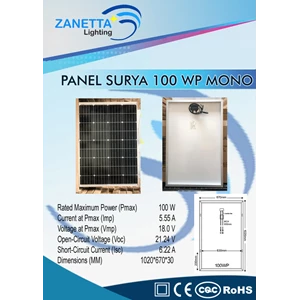 Solar Cell / Solar Light 100wp Monocrystalline Merk Zanetta 